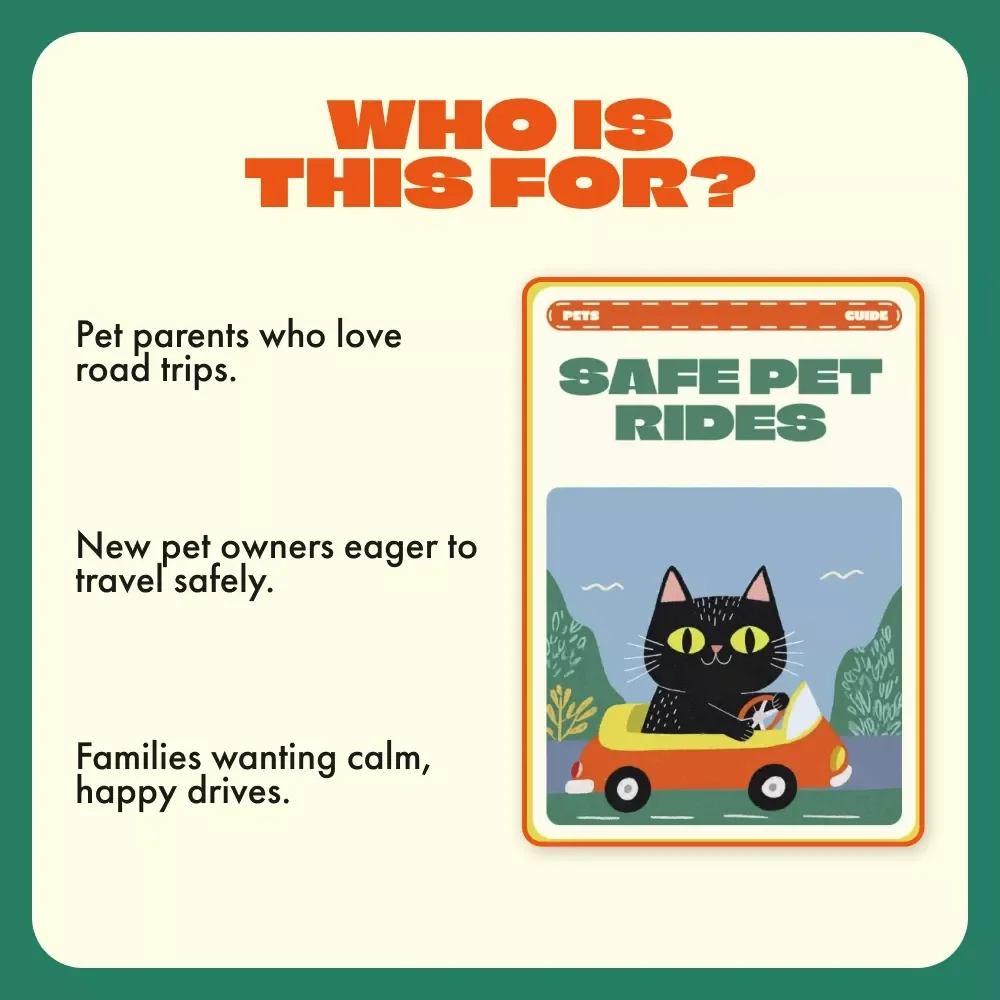 Safe Pet Rides | How to Make Car Rides Safe for Pets | Digital Guide for Dog & Cat Owners | Pet Travel Safety eBook | Printable Checklist for Stress-Free Pet Trips
