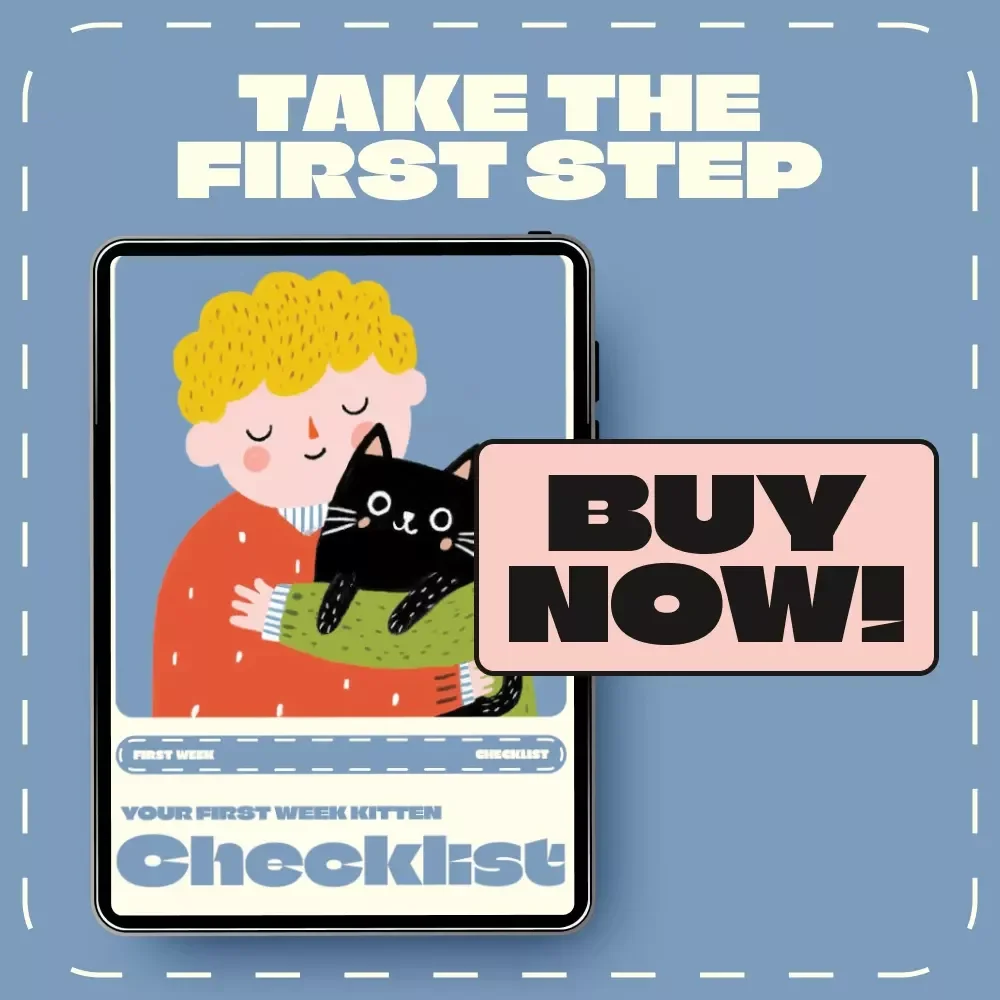 Your First Week Kitten Checklist | Printable First Week Checklist for New Kittens | Digital Download Kitten Care Guide for New Cat Owners