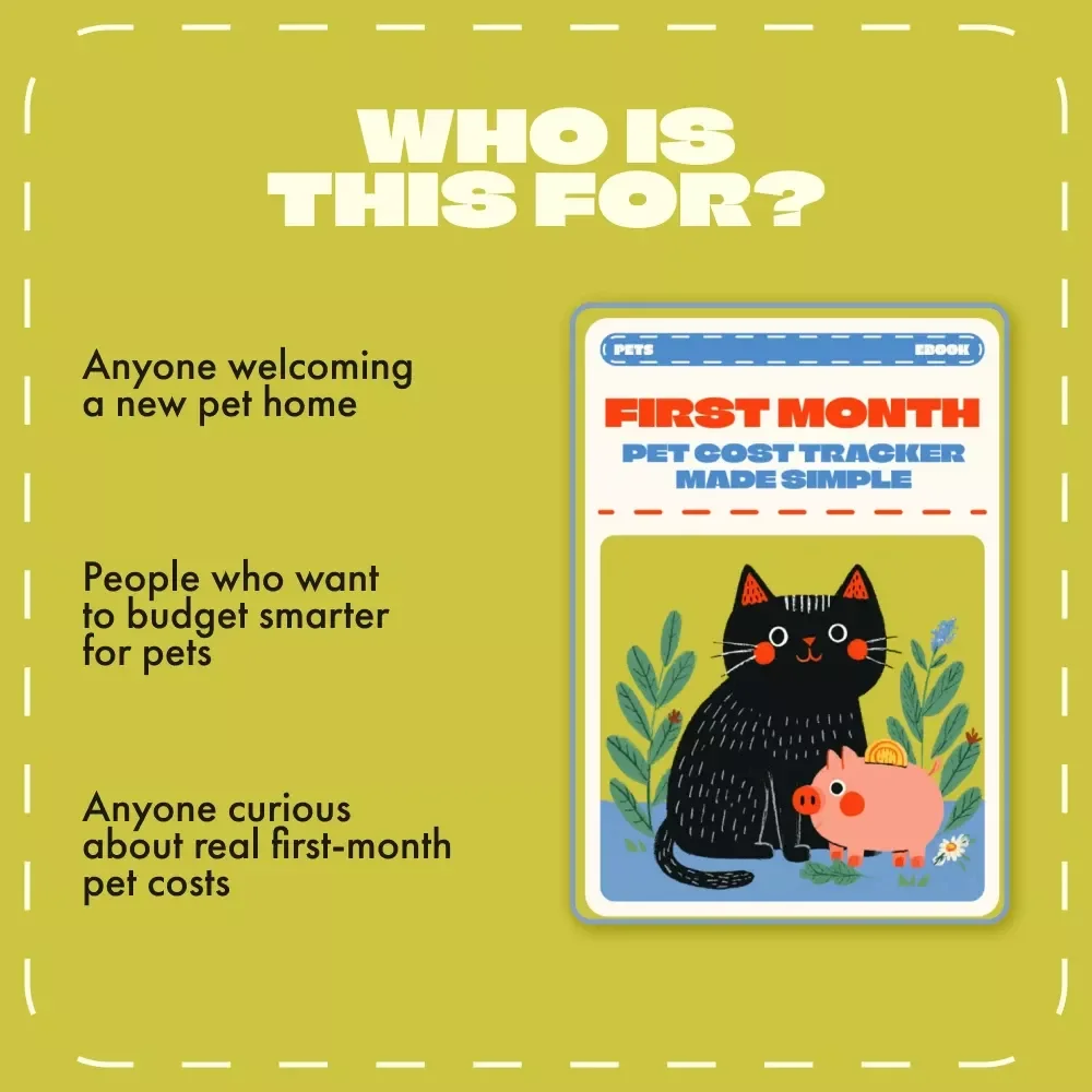 First Month Pet Cost Tracker Made Simple | Digital eBook Guide | Printable First Month Cost Tracker for Pets | Budget Planner for New Pet Owners