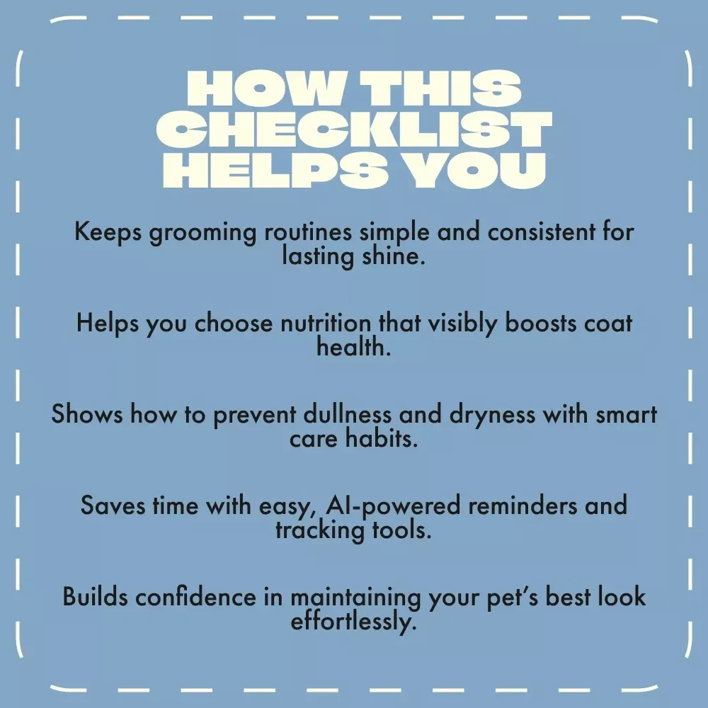 The Checklist to Maintain a Glossy Pet Coat | Printable Pet Care Guide for Pet Owners | Digital Download for How to Keep Pets’ Coat Healthy & Shiny