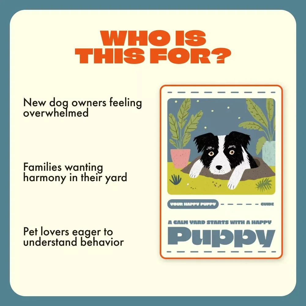 A Calm Yard Starts with a Happy Puppy | How to Stop a Puppy from Digging Guide | Digital Download for Dog Owners & Puppy Training