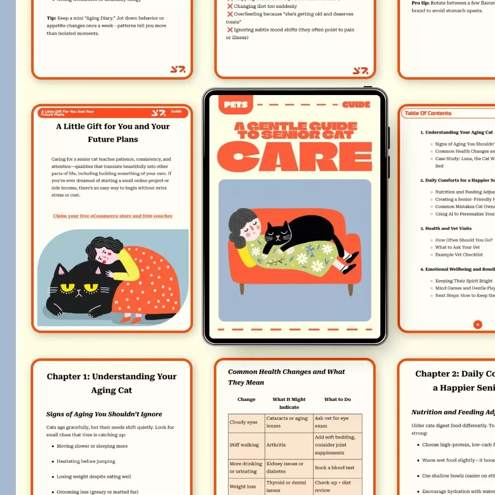 A Gentle Guide to Senior Cat Care | Digital Download eBook for Loving Cat Owners | Senior Cat Care Tips for Nutrition, Comfort & Emotional Wellbeing