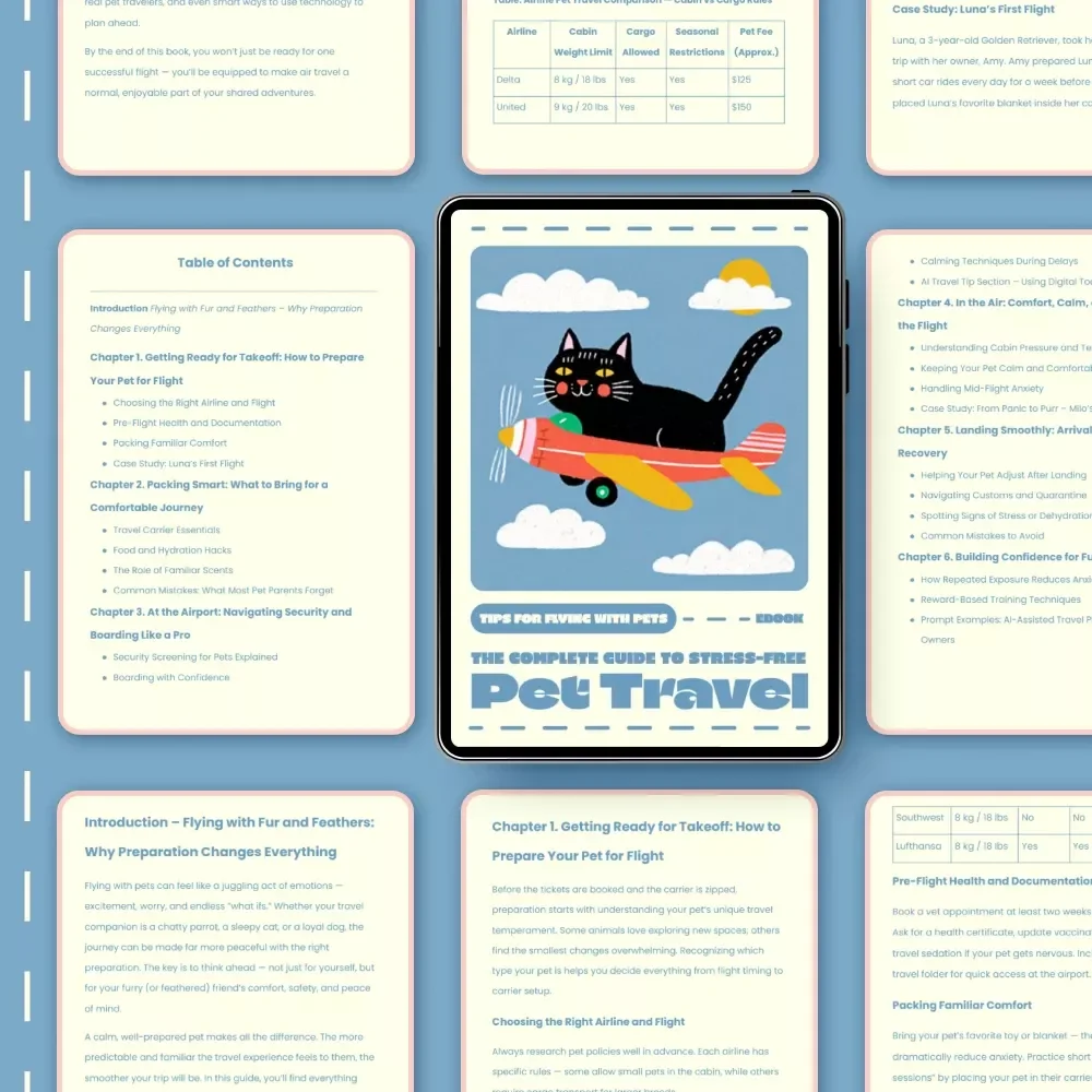 The Complete Guide to Stress-Free Pet Travel | Ebook for Pet Owners | Essential Tips for Flying with Pets, Airline Preparation & Calming Strategies