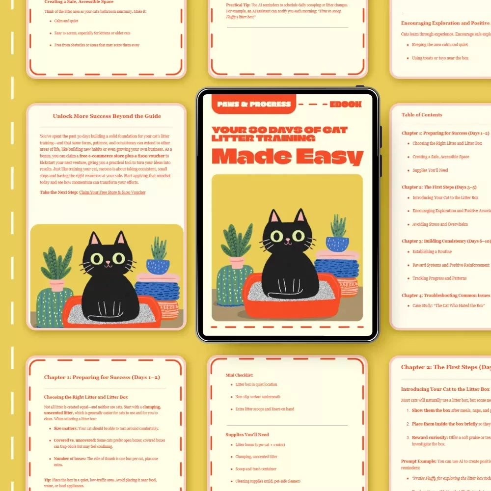 Paws & Progress: Your 30 Days of Cat Litter Training Made Easy | First 30 Days Litter Training Plan for Cats | Step-by-Step eBook for New Cat Owners | Printable PDF Guide