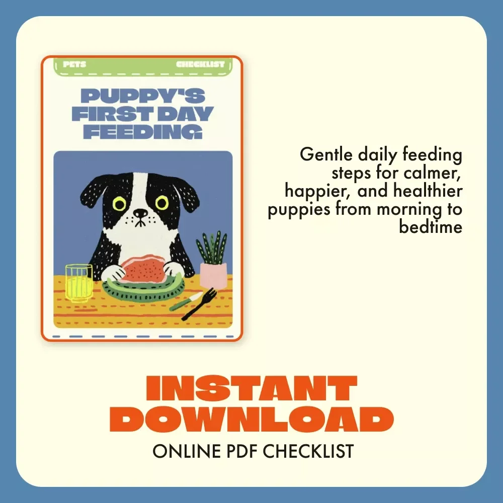 Puppy’s First Day Feeding Checklist | How to Feed a Puppy on the First Day | Printable Puppy Feeding Guide for New Dog Owners | Digital Download