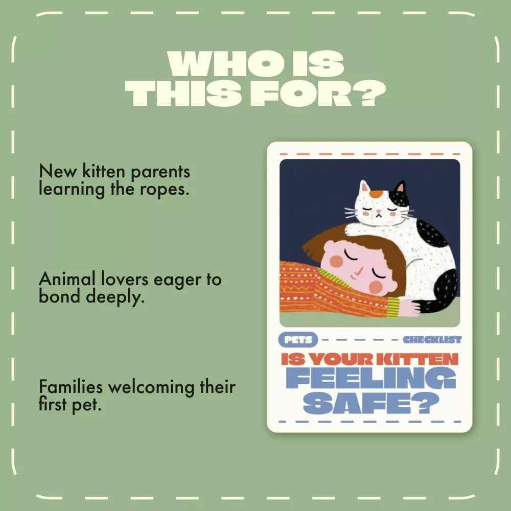 Is Your Kitten Feeling Safe | Printable Kitten Checklist | Signs a Kitten Feels Safe With You | Digital Pet Care Guide for New Cat Owners