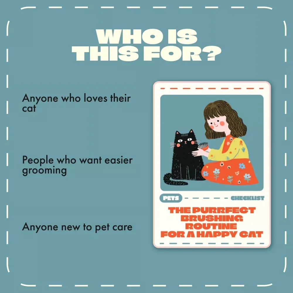 The Purrfect Brushing Routine for a Happy Cat | Printable Cat Grooming Checklist | How Often Should You Brush a Cat Guide | Digital Download for Cat Owners