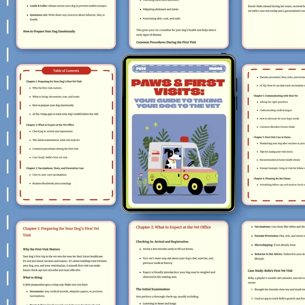 Paws & First Visits: Your Guide to Taking Your Dog to the Vet | Dog Owner eBook for First Vet Visit | Puppy Care Checklist | Digital Download | What to Expect at First Dog Vet Visit