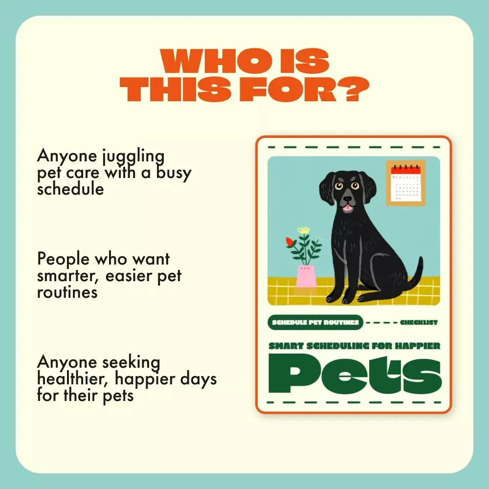 Smart Scheduling for Happier Pets | AI-Powered Pet Routine Checklist for Daily Care, Feeding, Exercise, and Health Tracking | Using AI to Schedule Pet Routines | Digital Download for Organized Pet Parents