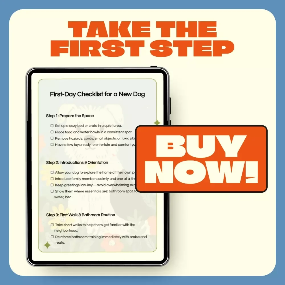 First-Day Checklist for a New Dog | Printable Pet Owner Guide | Digital Download for New Puppy Parents | Step-by-Step First Day Dog Care Routine