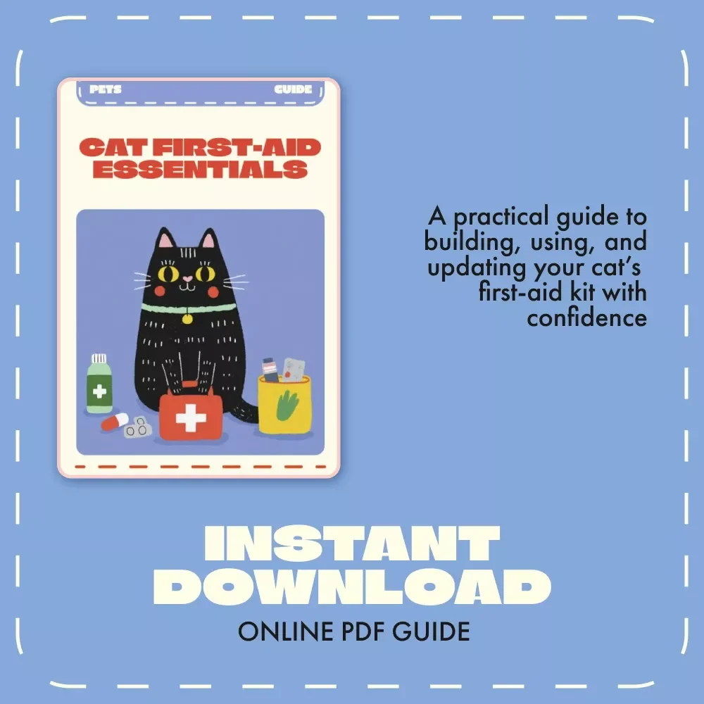 Cat First-Aid Essentials | Digital Guide for Cat Owners | Must-Have Items for a Cat First-Aid Kit | Printable eBook for Pet Safety