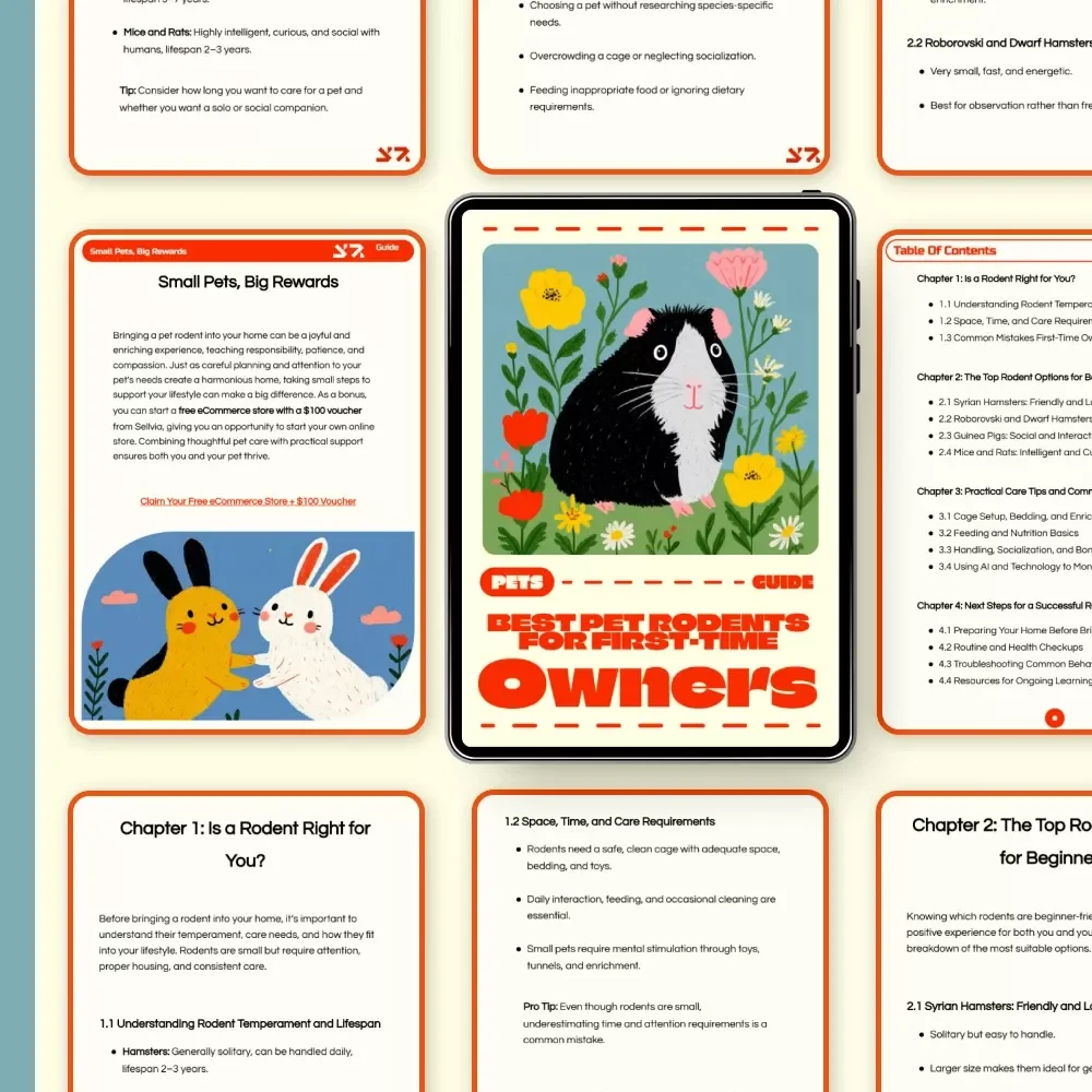 Best Pet Rodents for First-Time Owners | Beginner’s Digital Guide for Choosing, Caring & Bonding with Hamsters, Guinea Pigs, Rats & More | Instant Download eBook for New Pet Parents