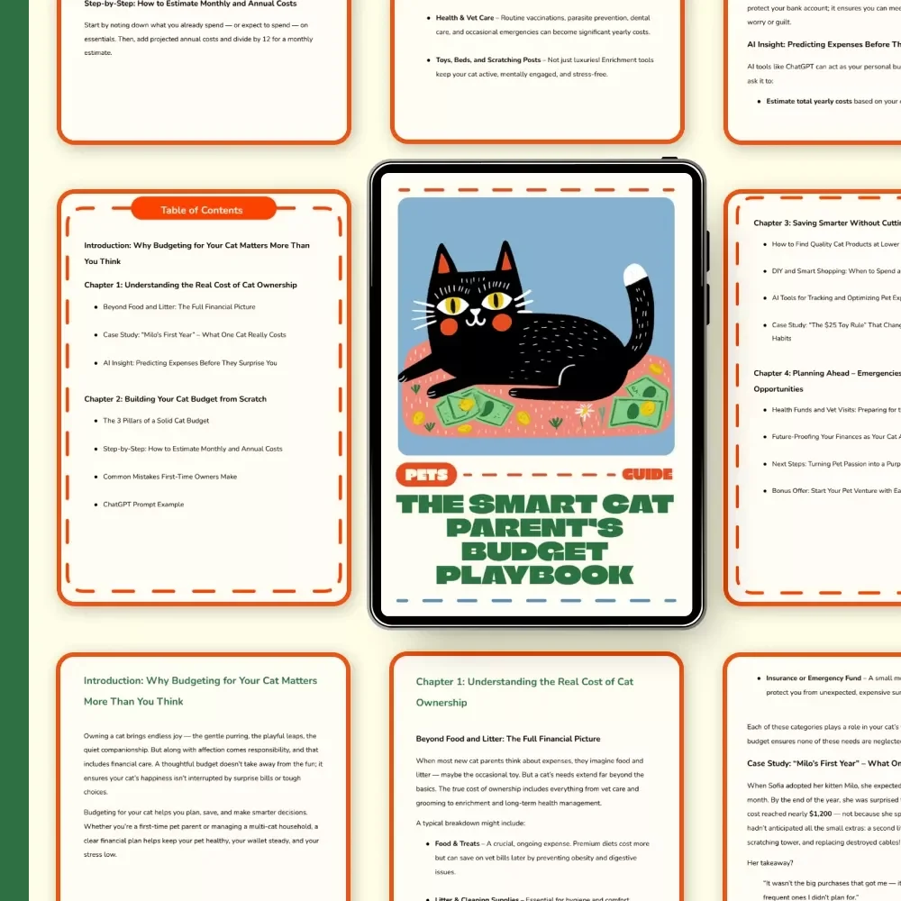 The Smart Cat Parent’s Budget Playbook | Digital Guide for Budgeting for Cat Expenses | Cat Owner eBook on Saving, Planning & Pet Finance Tips