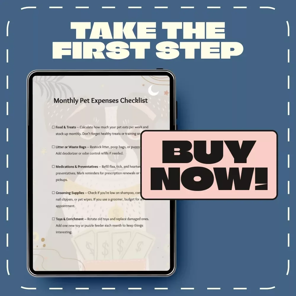 Monthly Pet Expenses Checklist | Digital Download Budget Planner for Pet Owners | Printable Pet Care Tracker for Food, Vet, and Supplies