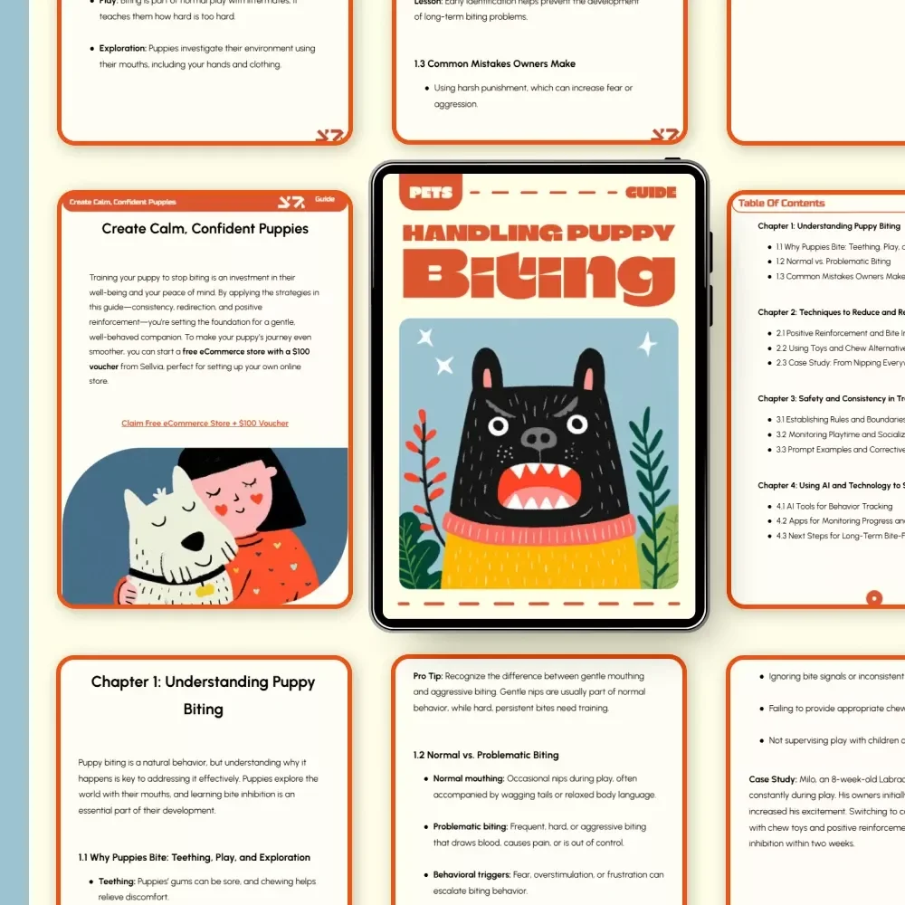 Handling Puppy Biting | How to Deal with Puppy Biting | Digital Guide for New Dog Owners | Puppy Training eBook & Printable Checklist | Gentle Behavior & Bite Control Tips
