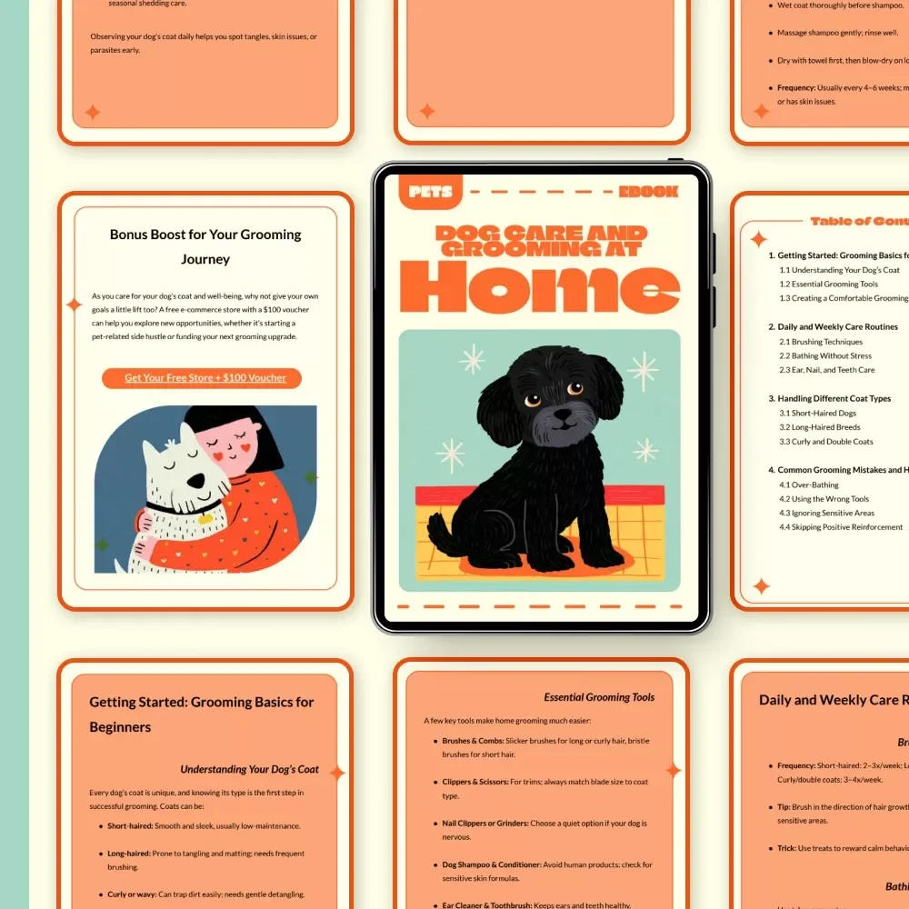 Dog Care and Grooming at Home | Complete Guide for Pet Owners | Digital Download eBook on Dog Grooming Basics at Home