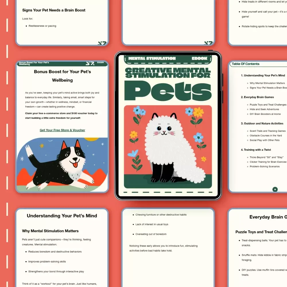 Creative Mental Stimulation for Pets | eBook for Dog & Cat Owners | Fun Brain Games, DIY Challenges, and Enrichment Ideas for Smarter, Happier Pets | Mental Stimulation Activities for Pets Guide