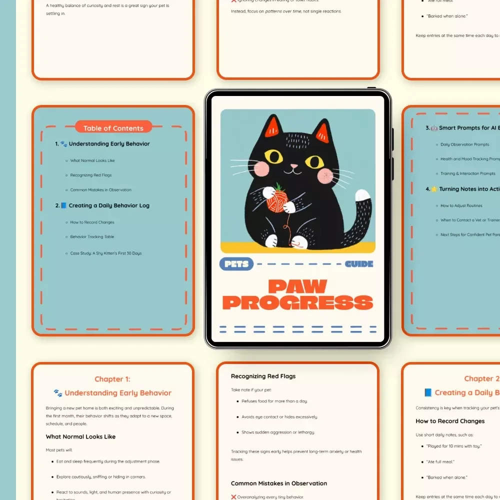 Paw Progress | Ultimate Pet Behavior Tracking Guide for the First Month | Digital Download for Pet Parents, Trainers & Animal Lovers