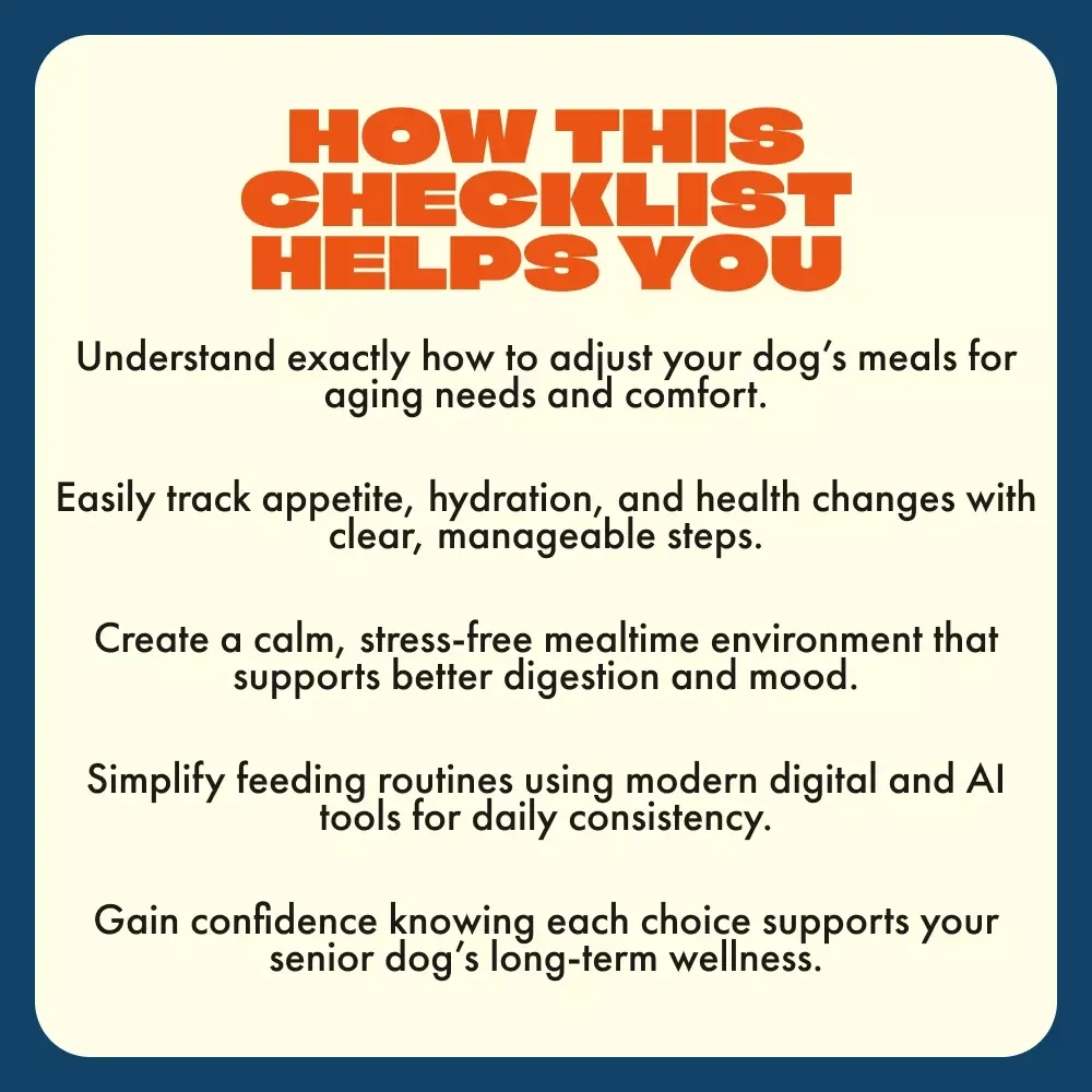 A Smart Owner’s Checklist for Senior Dogs | Digital Pet Care Guide for Aging Pets | Tips for Feeding Senior Dogs | Printable PDF for Dog Lovers