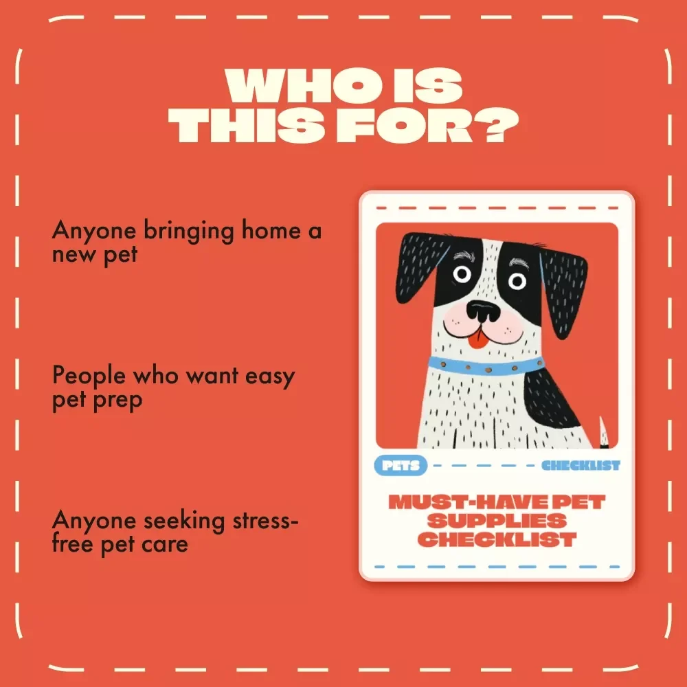 Must-Have Pet Supplies Checklist | Printable First-Day Pet Essentials | Digital Download for New Pet Owners | Must-Have First-Day Pet Supplies