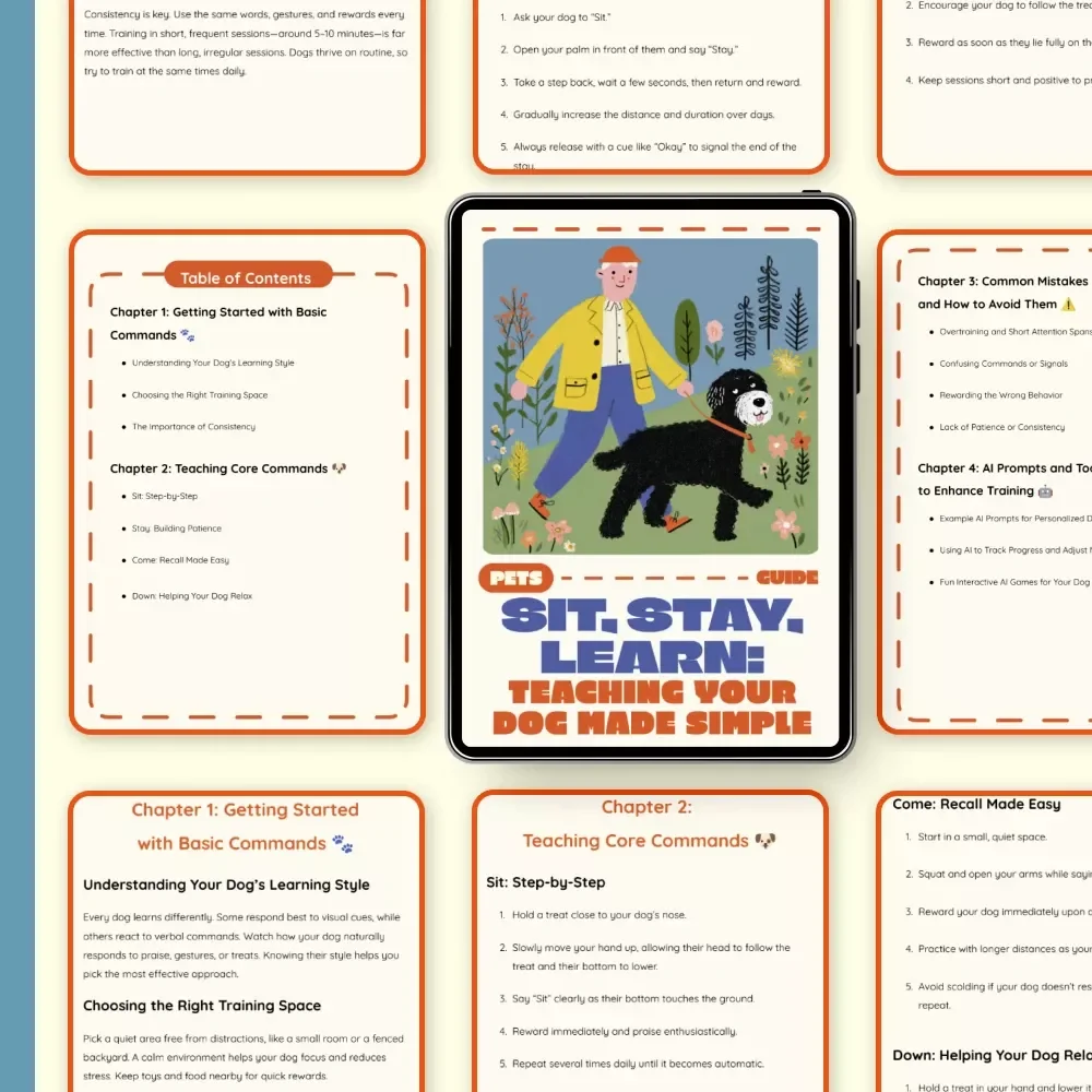 Sit, Stay, Learn: Teaching Your Dog Made Simple | How to Teach a Dog Basic Commands | Printable Dog Training Guide for Beginners, Digital Download