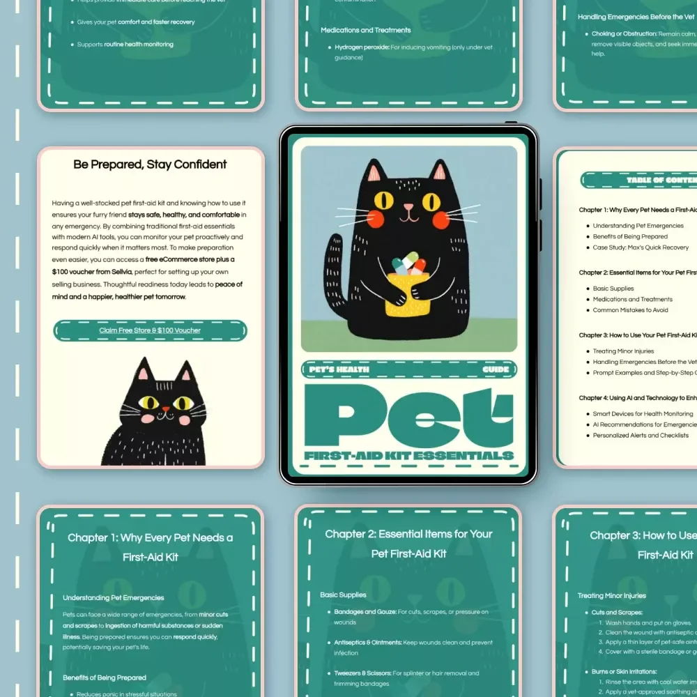 Pet First-Aid Kit Essentials | Digital Download Guide for Pet Owners | Pet Safety eBook, Printable Checklist & Emergency Care Manual