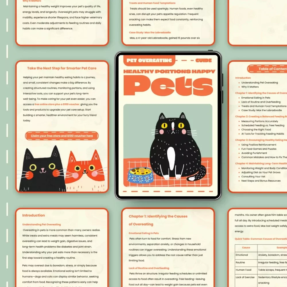 Healthy Portions Happy Pets | Pet Nutrition Guide, eBook for Dog and Cat Owners, Digital Download on Pet Feeding Routine, Overeating Solutions, and Healthy Pet Habits