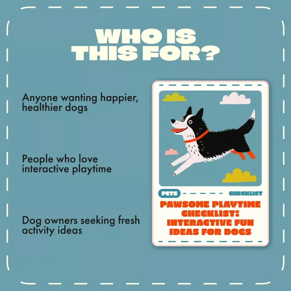 Pawsome Playtime Checklist: Interactive Fun Ideas for Dogs | Digital Dog Play Guide | Printable Dog Activity List for Mental & Physical Stimulation