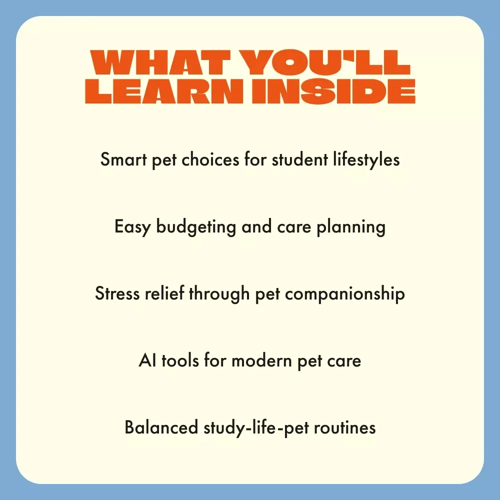 The Guide to Choosing the Perfect Pet for College Life | Digital Download eBook | College Pet Ownership Tips, Student Pet Care Guide, AI Pet Tools & Checklists