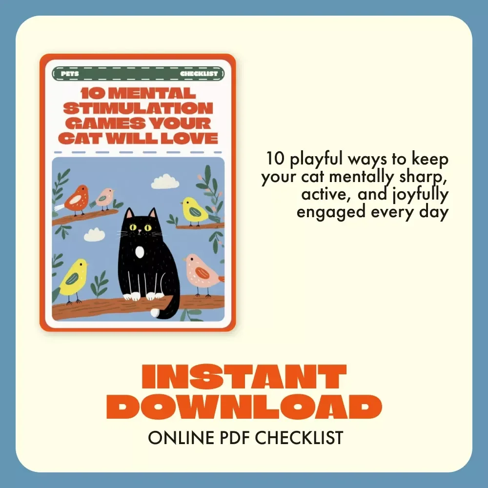 10 Mental Stimulation Games Your Cat Will Love | Fun Checklist for Indoor Cats | Digital Download for Cat Owners | Mental Stimulation Games for Cats