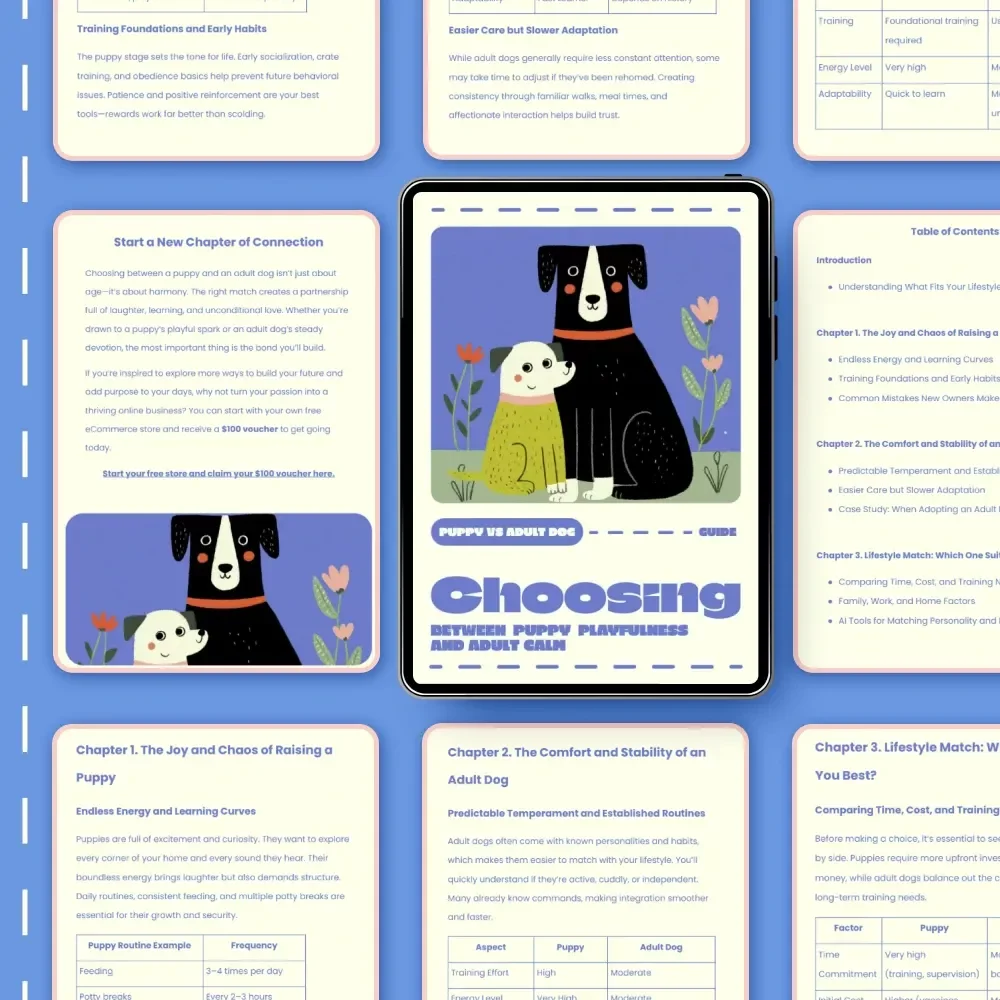 Choosing Between Puppy Playfulness and Adult Calm | Puppy vs Adult Dog Guide | Printable Pet Owner’s Decision Handbook | Digital Download