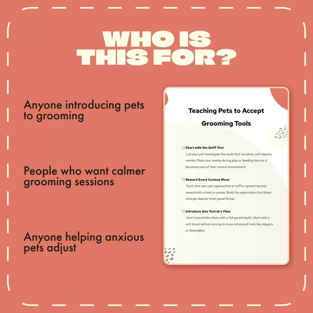 Teaching Pets to Accept Grooming Tools Checklist | How to Teach Pets to Accept Grooming Tools | Digital Pet Training Guide for Calm, Happy Grooming Sessions
