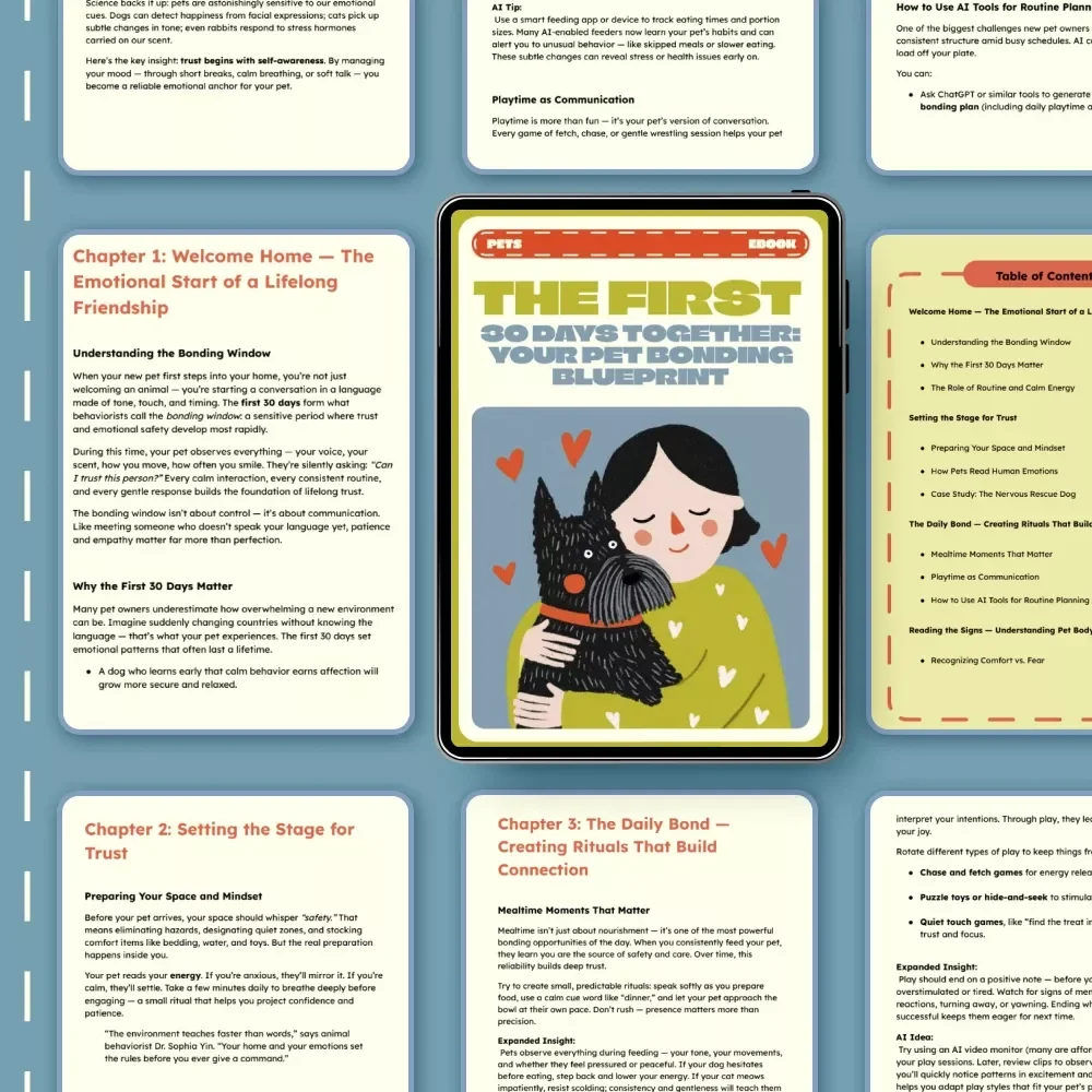 The First 30 Days Together: Your Pet Bonding Blueprint | eBook for New Pet Owners | First 30 Days Bonding with Pets Tips, Guide for Dogs & Cats, Emotional Connection & Training Routine