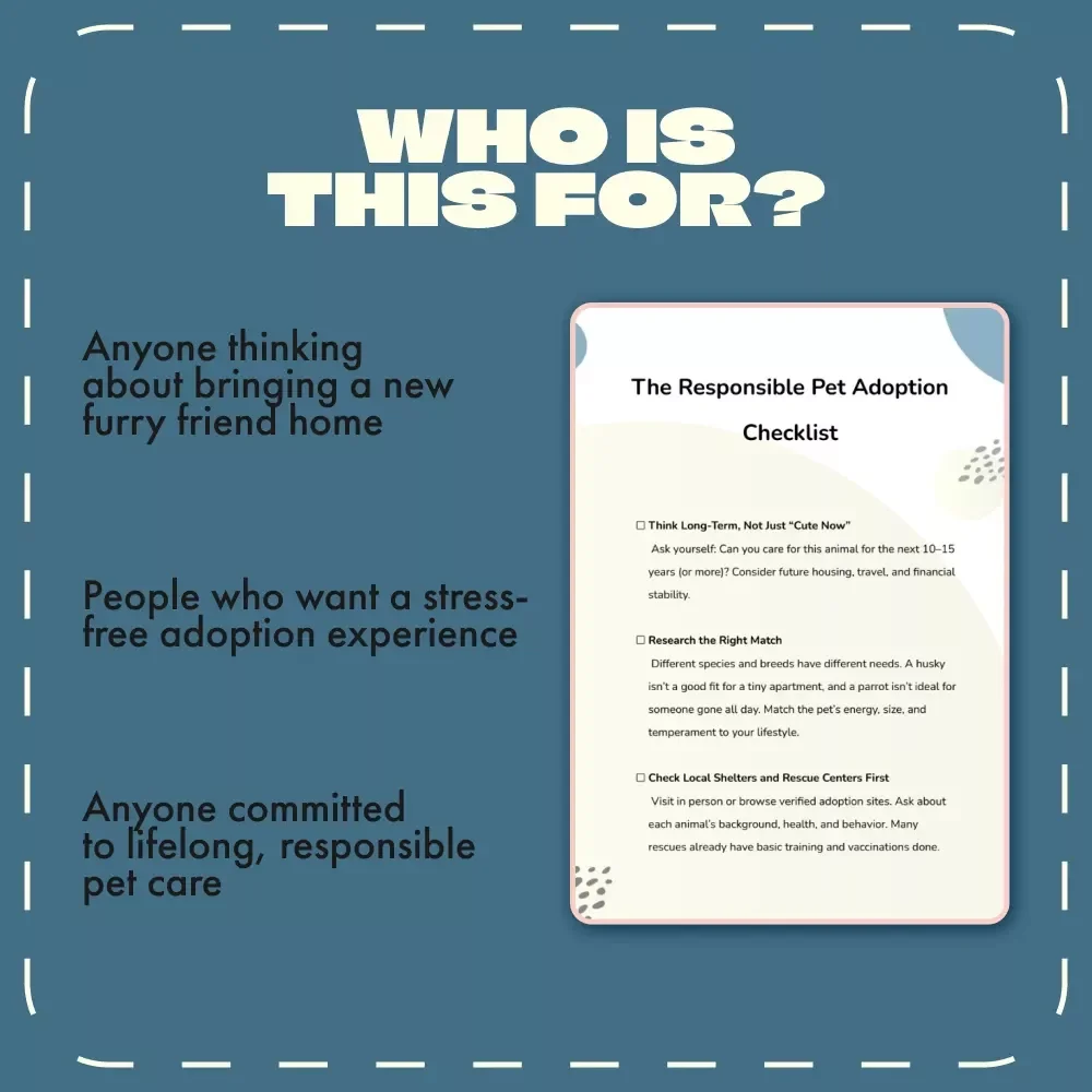 The Responsible Pet Adoption Checklist | Digital Download Guide for How to Adopt a Pet Responsibly | Printable Pet Owner Planner