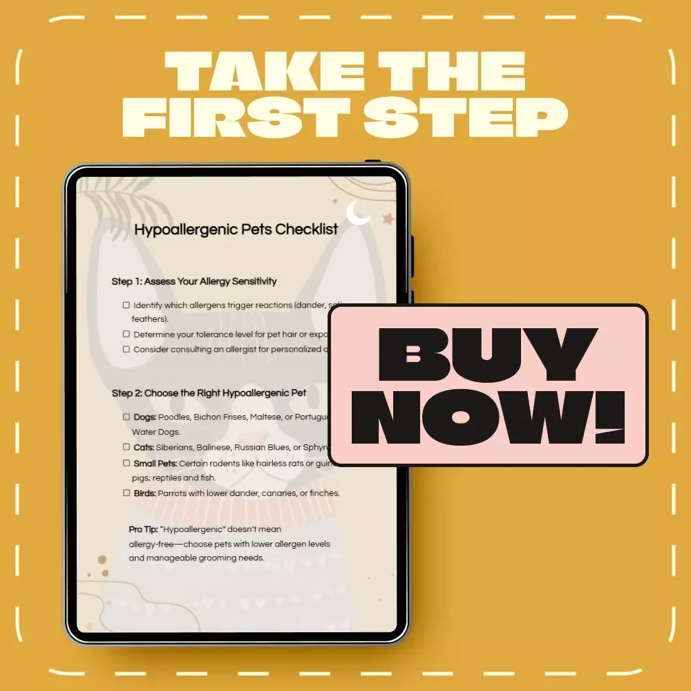 Hypoallergenic Pets Checklist | Digital Download for Allergy-Friendly Pet Lovers | Guide to Hypoallergenic Pet Options, Care, and Clean Living Tips