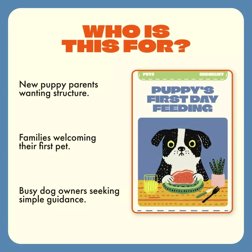 Puppy’s First Day Feeding Checklist | How to Feed a Puppy on the First Day | Printable Puppy Feeding Guide for New Dog Owners | Digital Download