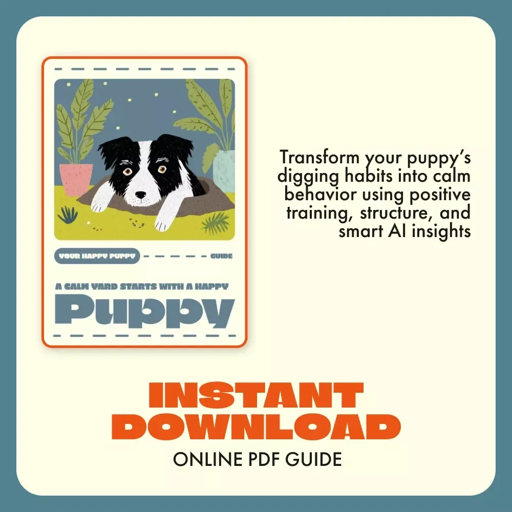 A Calm Yard Starts with a Happy Puppy | How to Stop a Puppy from Digging Guide | Digital Download for Dog Owners & Puppy Training