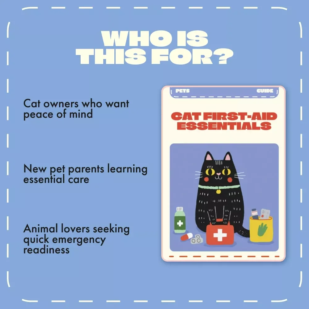 Cat First-Aid Essentials | Digital Guide for Cat Owners | Must-Have Items for a Cat First-Aid Kit | Printable eBook for Pet Safety