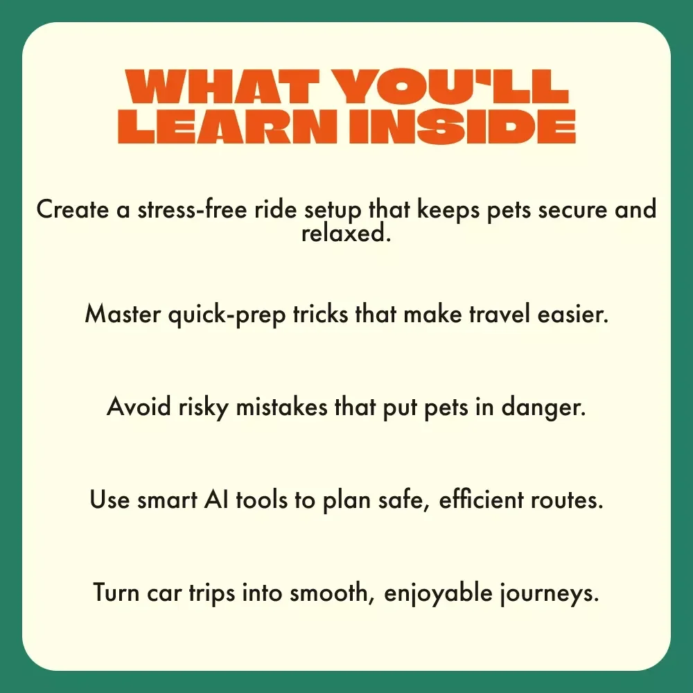 Safe Pet Rides | How to Make Car Rides Safe for Pets | Digital Guide for Dog & Cat Owners | Pet Travel Safety eBook | Printable Checklist for Stress-Free Pet Trips