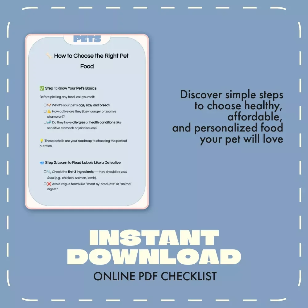 How to Choose the Right Pet Food Checklist | Printable Guide for Dog & Cat Owners | Digital Download | Learn How to Choose the Right Pet Food for Your Pet’s Needs