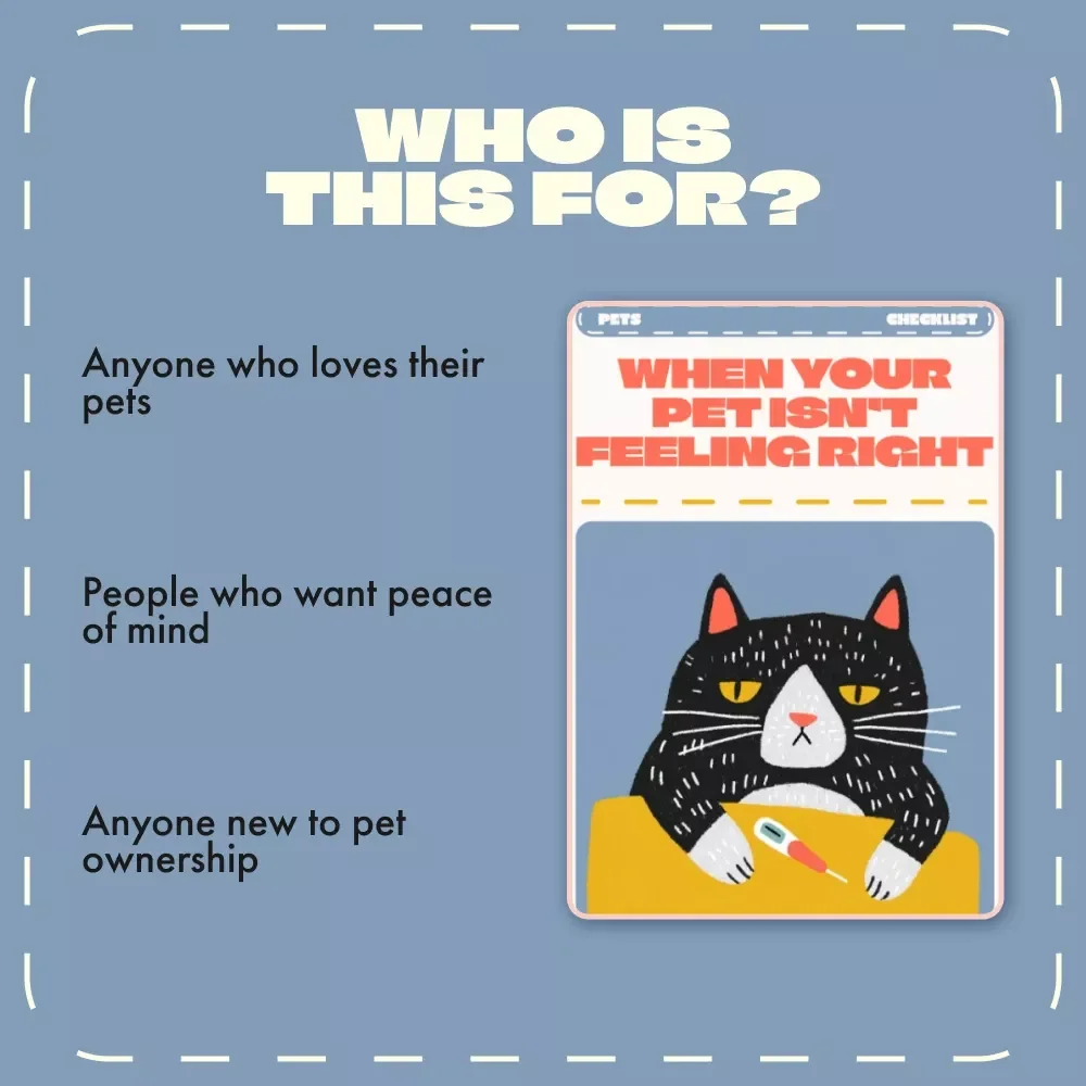 When Your Pet Isn’t Feeling Right – Printable Pet Health Checklist | Digital Download Guide to Recognize Signs a Pet Is Sick, Spot Early Symptoms & Track Pet Wellness