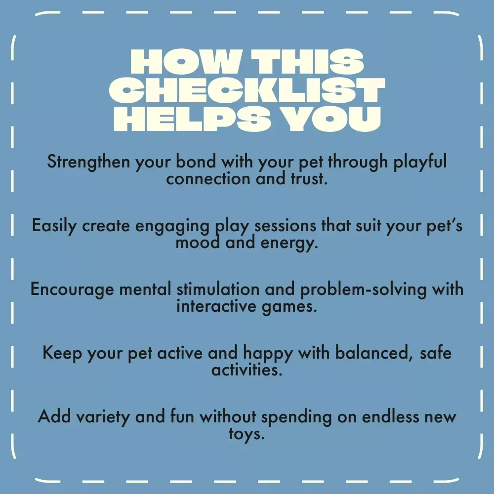 Playtime Unleashed: Your Checklist for Interactive Fun with Pets | Digital Pet Play Guide & Tips for Interactive Play with Pets | Printable Pet Activity Planner