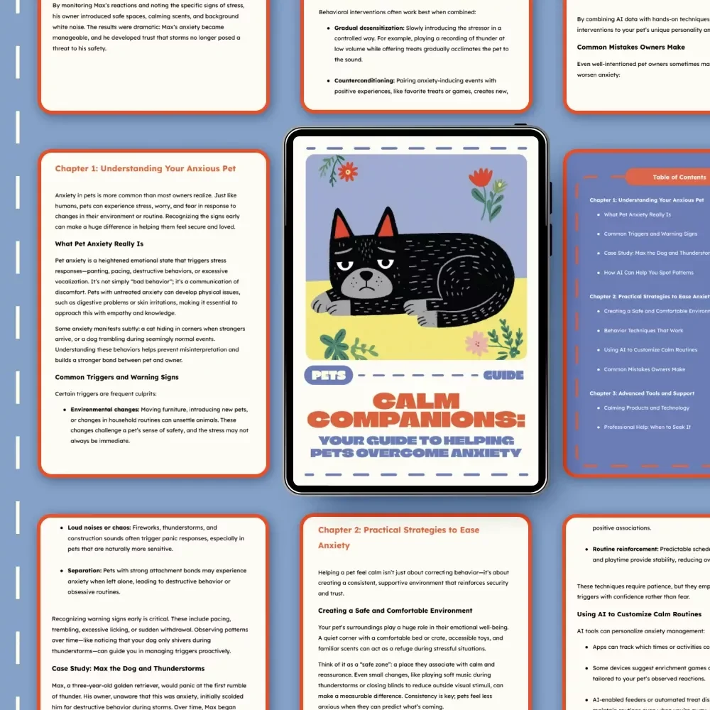Calm Companions: Your Guide to Helping Pets Overcome Anxiety | Gentle Tips for Pets with Anxiety | Digital Download Guide for Pet Owners