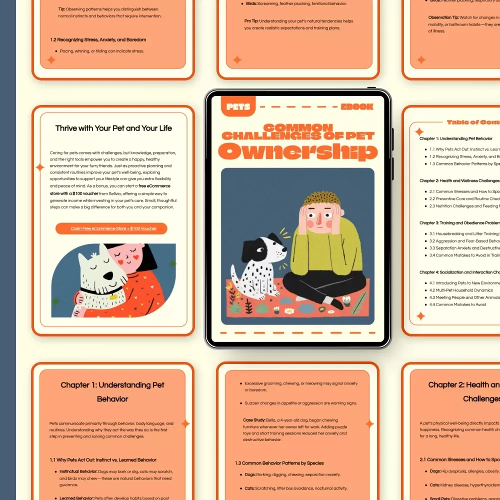 Common Challenges of Pet Ownership | Ebook Guide for Pet Lovers | Understanding, Training & Solving Common Challenges with Pets | Digital Download for Responsible Pet Owners