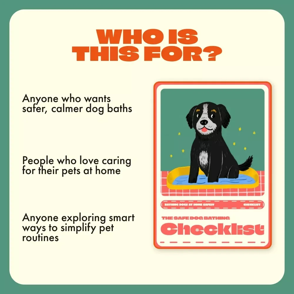 The Safe Dog Bathing Checklist | Printable Digital Download for Bathing Dogs at Home Safely | Pet Grooming Guide for Dog Owners and Pet Lovers