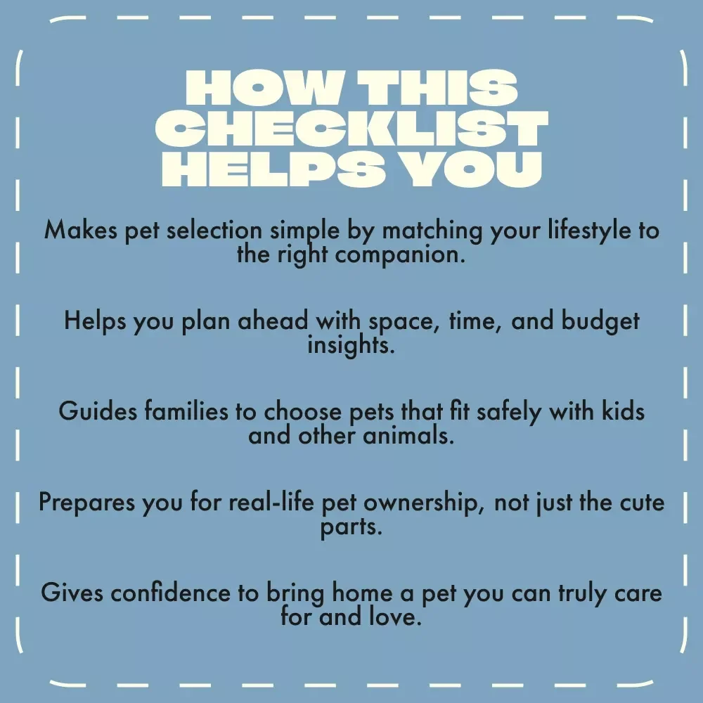 Your Family Pet Match Checklist | Best Family Pets Guide for Families, Kids & First-Time Pet Owners | Printable Pet Compatibility & Lifestyle Fit Worksheet