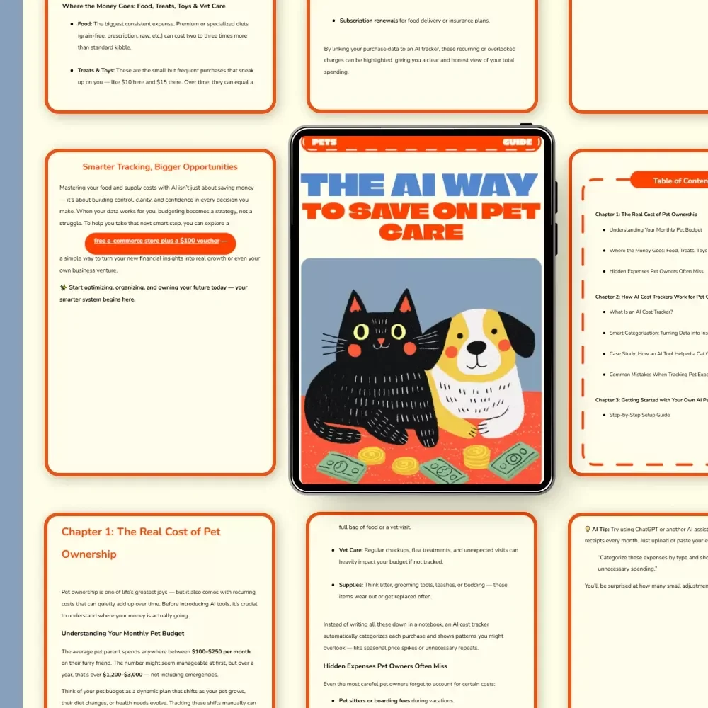 The AI Way to Save on Pet Care | Digital Guide for Smarter Pet Budgets with Food and Supply AI Cost Tracker | Save Money on Pet Food, Vet Bills & More