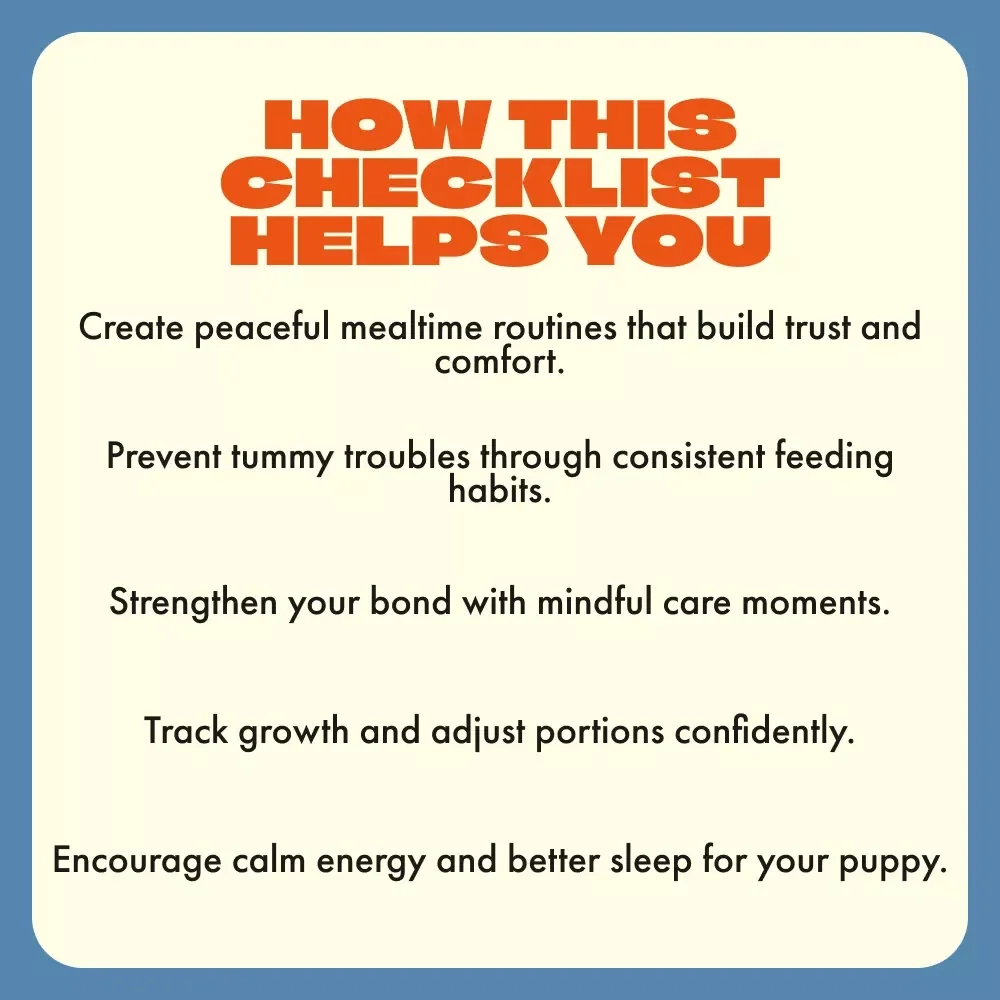 Puppy’s First Day Feeding Checklist | How to Feed a Puppy on the First Day | Printable Puppy Feeding Guide for New Dog Owners | Digital Download