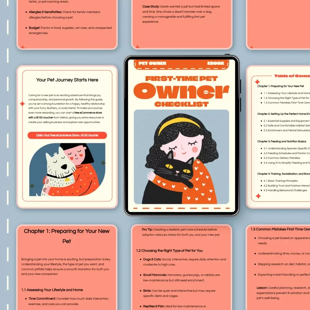 First-Time Pet Owner Checklist | Ultimate Pet Care eBook for New Pet Parents | Digital Download Guide for Dog, Cat, and Small Pet Owners