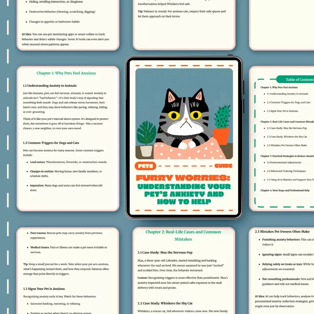 Furry Worries: Understanding Your Pet’s Anxiety and How to Help | Pet Anxiety eBook, Dog & Cat Behavior Guide, Calm Pets Digital Download